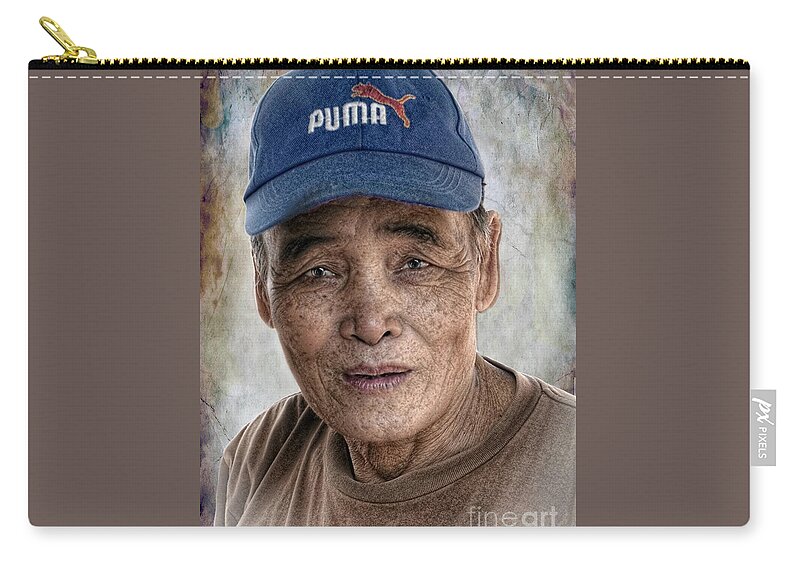 Thailand Zip Pouch featuring the digital art Man In The Cap by Ian Gledhill