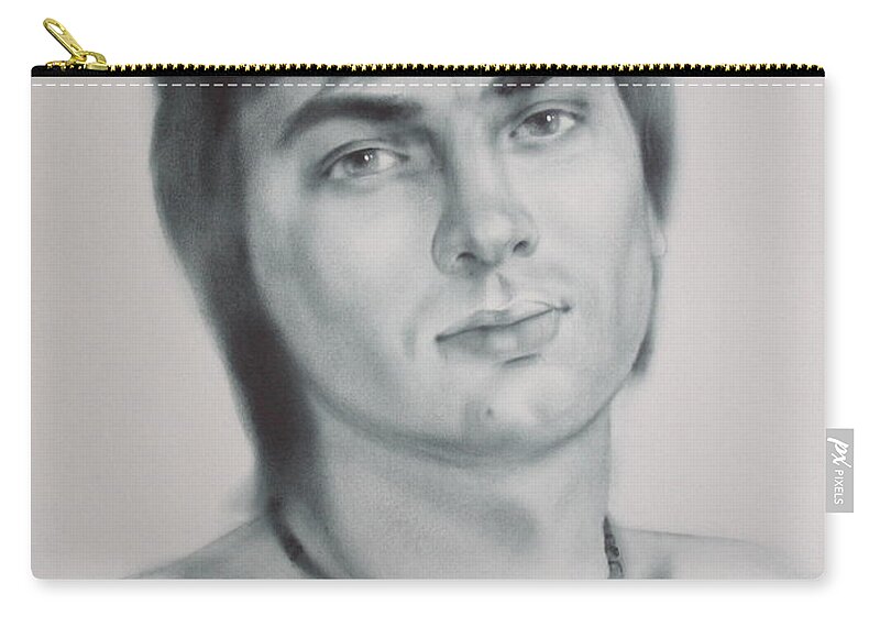 Art Zip Pouch featuring the drawing Man by Sergey Ignatenko