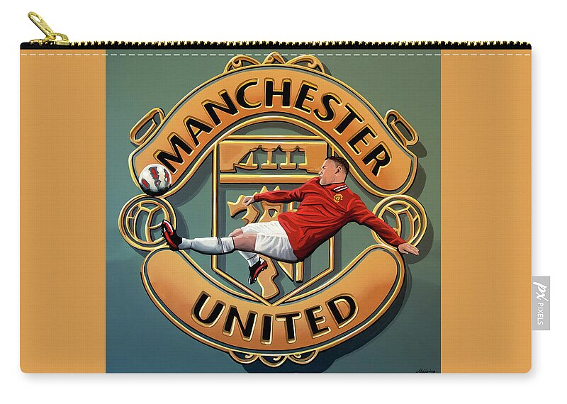 Wayne Rooney Zip Pouch featuring the painting Manchester United Painting by Paul Meijering