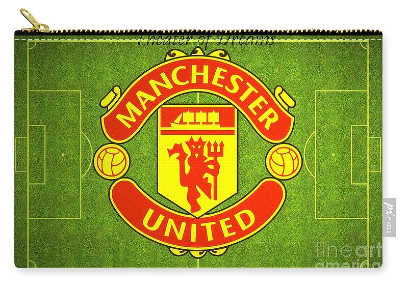 Manchester United Zip Pouch featuring the digital art Manchester United Theater of Dreams Large Canvas Art, Canvas Print, Large Art, Large Wall Decor by David Millenheft