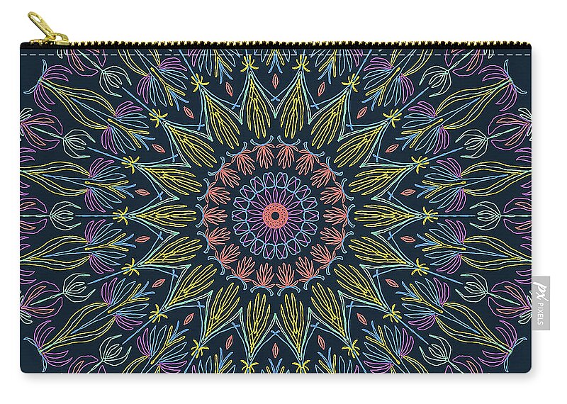 Bright Colors Zip Pouch featuring the digital art Mandala 2 by Ronda Broatch