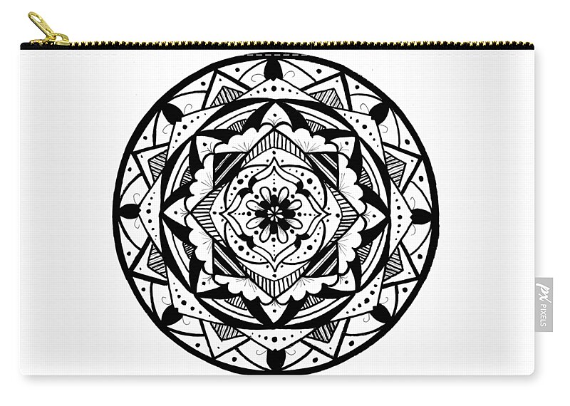 Mandala Zip Pouch featuring the drawing Mandala #3 - Lacy Layers by Eseret Art