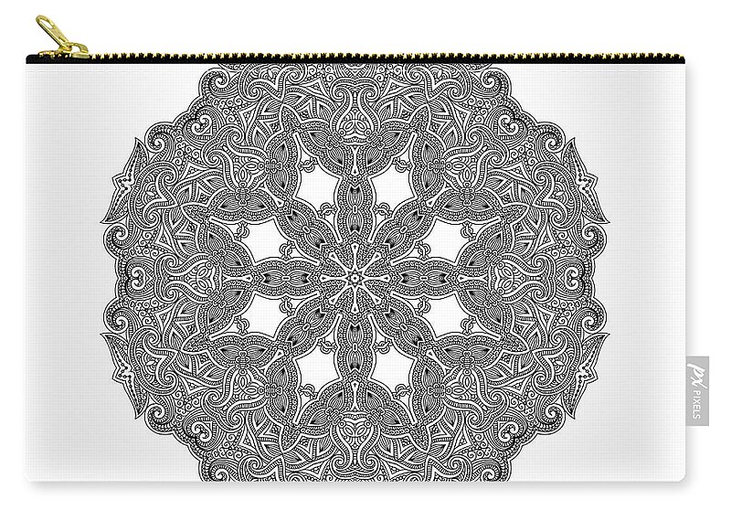 Mandala To Color Zip Pouch featuring the digital art Mandala to Color by Mo T