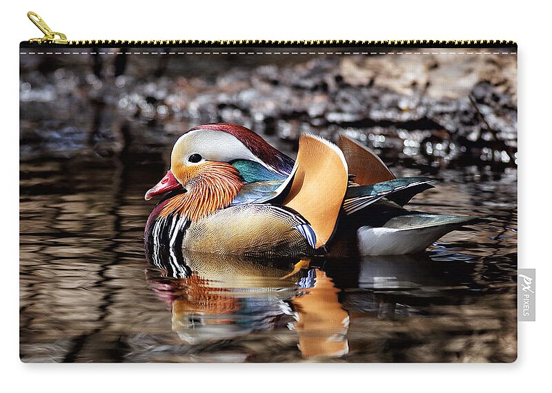 Photography Zip Pouch featuring the photograph Mandarin Duck 3 by Grant Glendinning