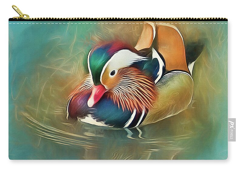 Mandarin Duck Zip Pouch featuring the photograph Mandarin Duck by Brian Tarr
