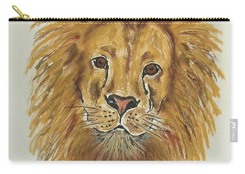 Lion Zip Pouch featuring the mixed media Mane Attraction by Cori Solomon