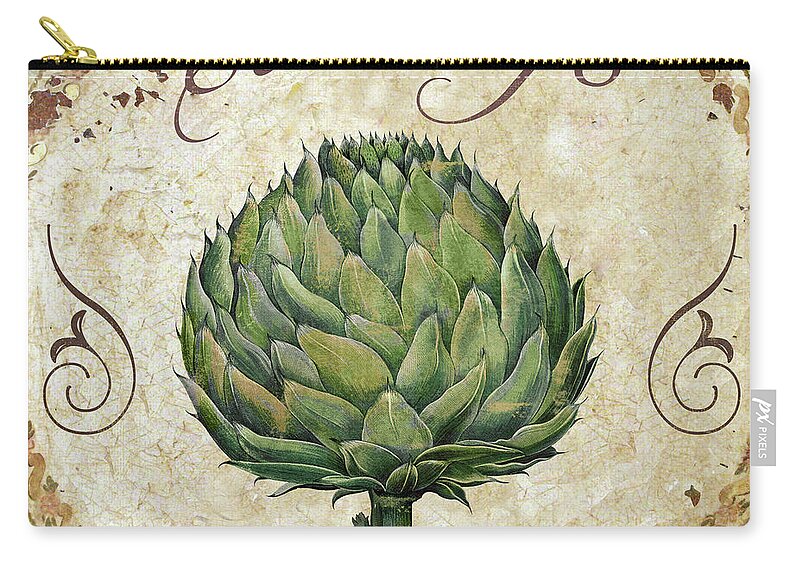 Artichoke Zip Pouch featuring the painting Mangia Artichoke by Mindy Sommers