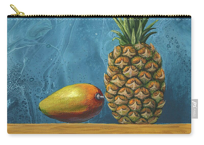 Mango Carry-all Pouch featuring the painting Mango And Pineapple by Darice Machel McGuire