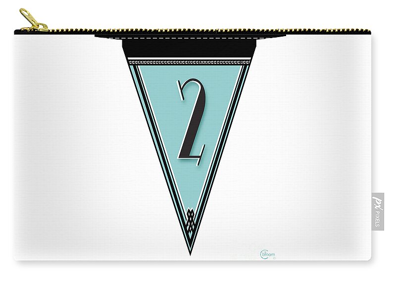 Banner Zip Pouch featuring the painting Pennant Deco Blues Banner number 2 by Cecely Bloom