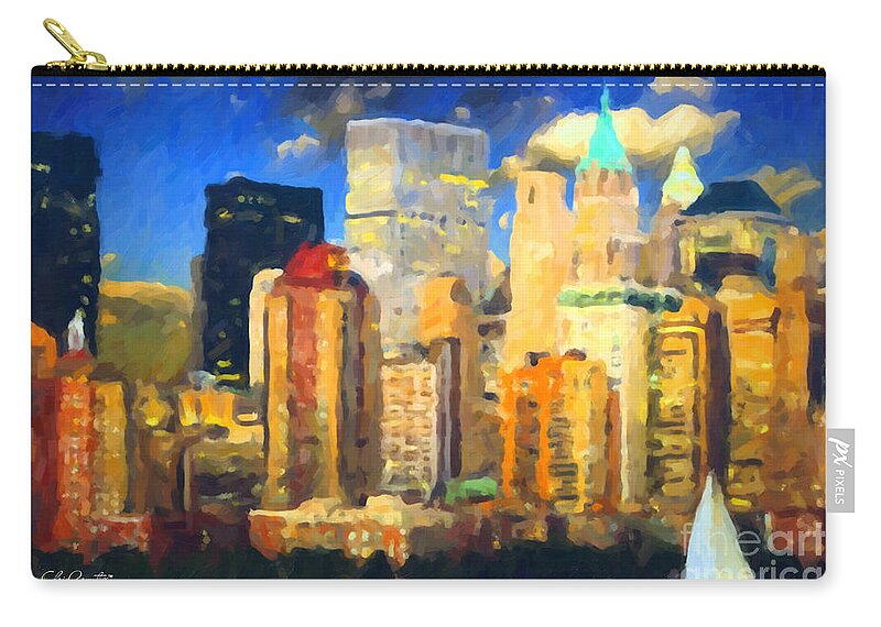 Mixed Media Zip Pouch featuring the painting Manhattan by Chris Armytage