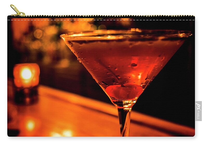 Cocktail Zip Pouch featuring the photograph Manhattan with Cherry by David Kay