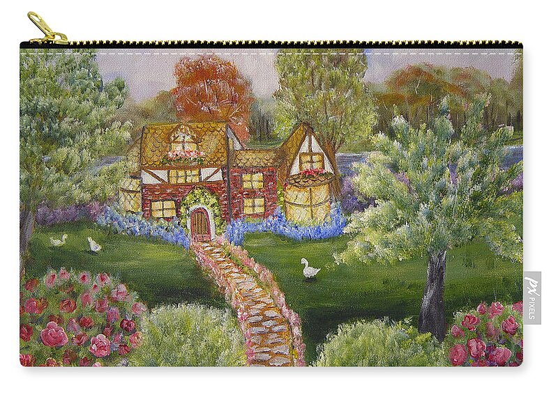 Landscape Zip Pouch featuring the painting Manor of Yore by Quwatha Valentine