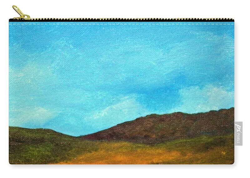 Rob-edmanson-harrison. Zip Pouch featuring the painting Manx Field by Robert Edmanson-Harrison