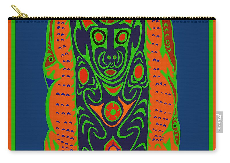 Maori Ancestral Spirit Zip Pouch featuring the digital art Maori Ancestral Spirit by Vagabond Folk Art - Virginia Vivier
