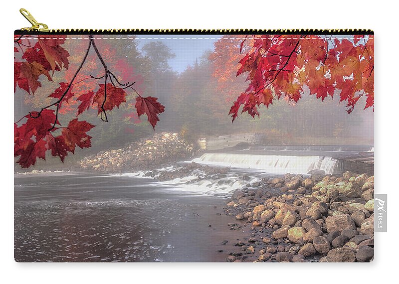 Falls Zip Pouch featuring the photograph Maple Leaf Frame by Rod Best