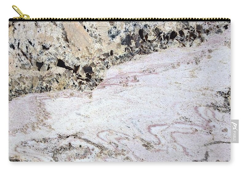 Marble Zip Pouch featuring the photograph Marble black tan pink by Delynn Addams