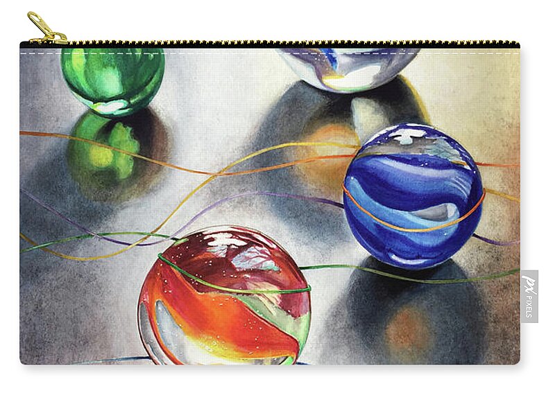 Art Zip Pouch featuring the painting Marbles 3 by Carolyn Coffey Wallace