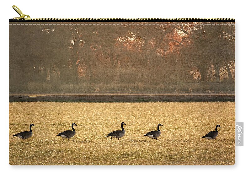 Scenics Zip Pouch featuring the photograph March of the Geese by Mary Lee Dereske