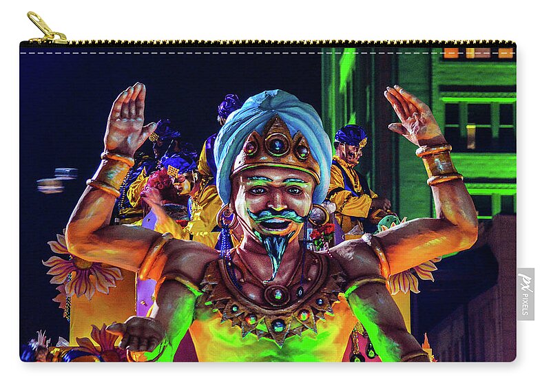 Mobile Zip Pouch featuring the digital art Mardi Gras MOT 4 Arms Float by Michael Thomas