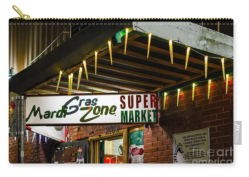 Mardi Gras Zip Pouch featuring the photograph Mardi Gras Zone - New Orleans by Kathleen K Parker