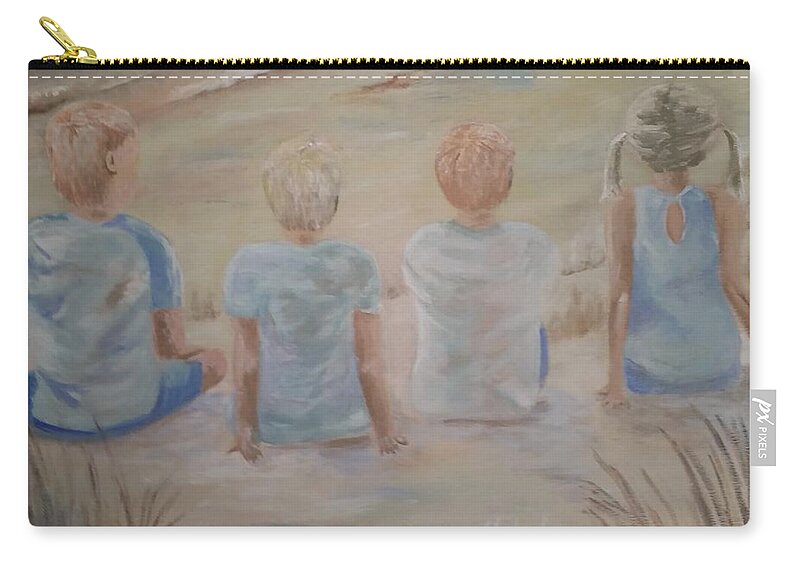 Kids Zip Pouch featuring the painting Margaret's Grandchildren by Mike Jenkins