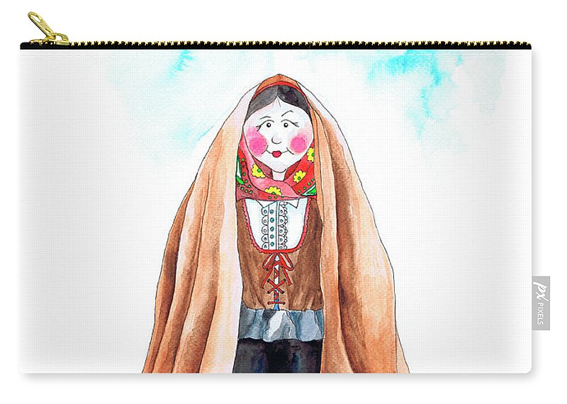 Portugal Zip Pouch featuring the painting Maria da Serra by Isabel Salvador