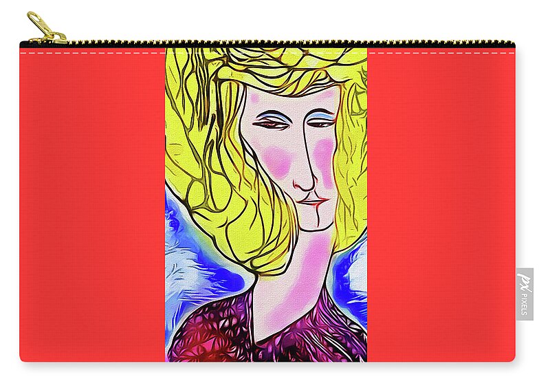 Painting Zip Pouch featuring the digital art Maria by Ted Azriel