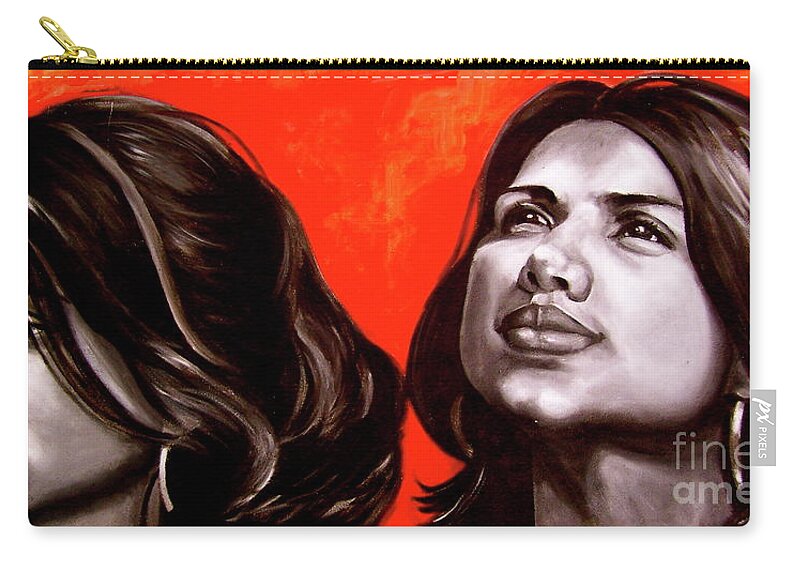 Portrait Zip Pouch featuring the painting Marianns by Laura Pierre-Louis