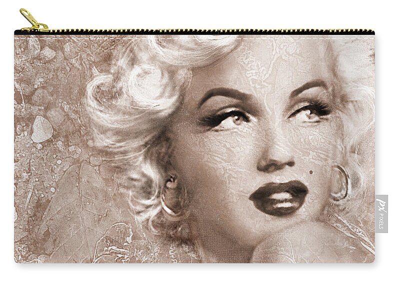 Theo Danella Zip Pouch featuring the painting Marilyn Danella Ice Sepia by Theo Danella