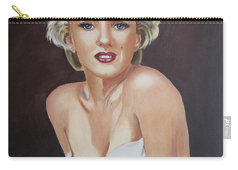 Portraits Zip Pouch featuring the painting Marilyn Monroe by Kathie Camara