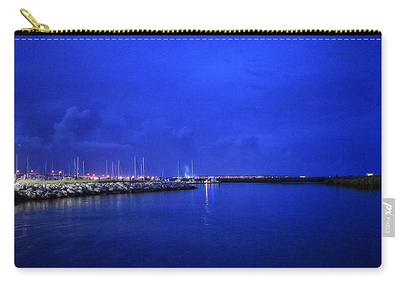 Landscape Zip Pouch featuring the photograph Marina at Night by Vicki Lewis