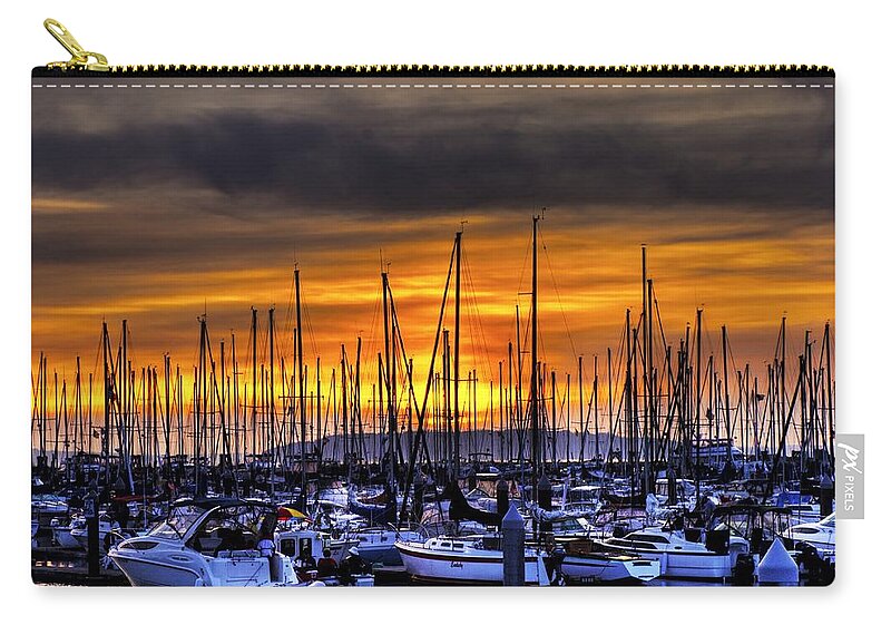 Hdr Zip Pouch featuring the photograph Marina at Sunset by Brad Granger