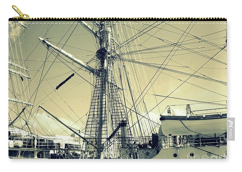 Sailing Ship Zip Pouch featuring the photograph Maritime Spiderweb by Susan Lafleur