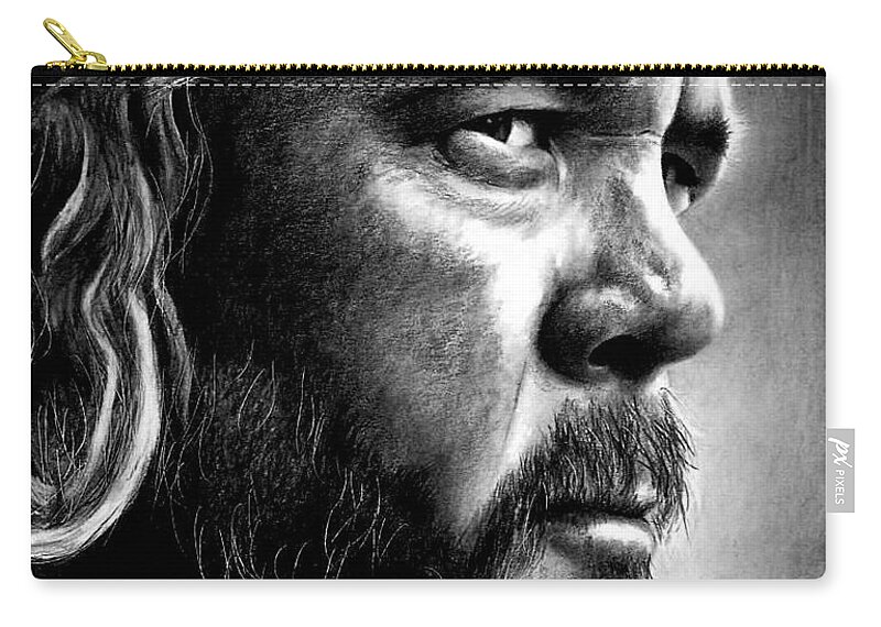 Mark Boone Jr Zip Pouch featuring the drawing Mark Boone Jr as Bobby Munson by Rick Fortson