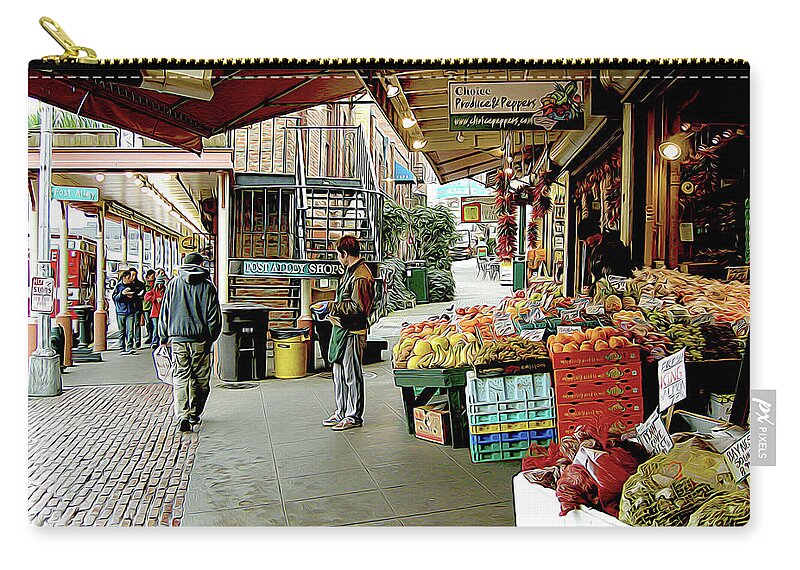 Sanitary Market Zip Pouch featuring the photograph Market Alley Wares by Linda Carruth