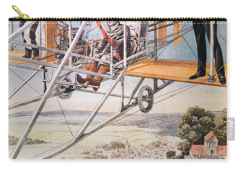 Wing Walking Zip Pouch featuring the painting Marriage on an Airplane by French School