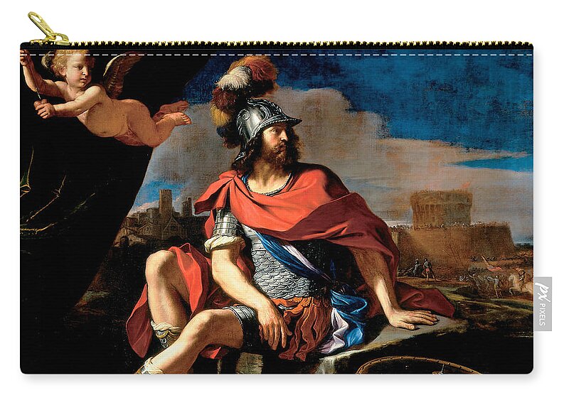 Guercino Zip Pouch featuring the painting Mars with Cupid by Guercino