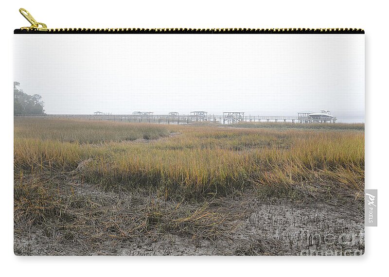 Marsh Zip Pouch featuring the photograph Marsh Grass Fog by Dale Powell