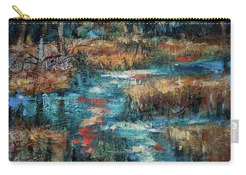 Southern Zip Pouch featuring the painting Marsh Reflections by Linda Olsen