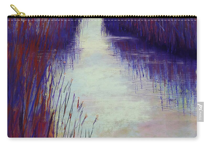 Landscape Zip Pouch featuring the painting Marshy Reeds by Lisa Crisman
