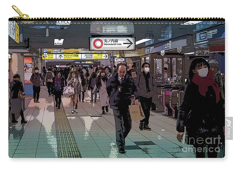 Pedestrians Carry-all Pouch featuring the photograph Marunouchi Line, Tokyo Metro Japan Poster by Perry Rodriguez