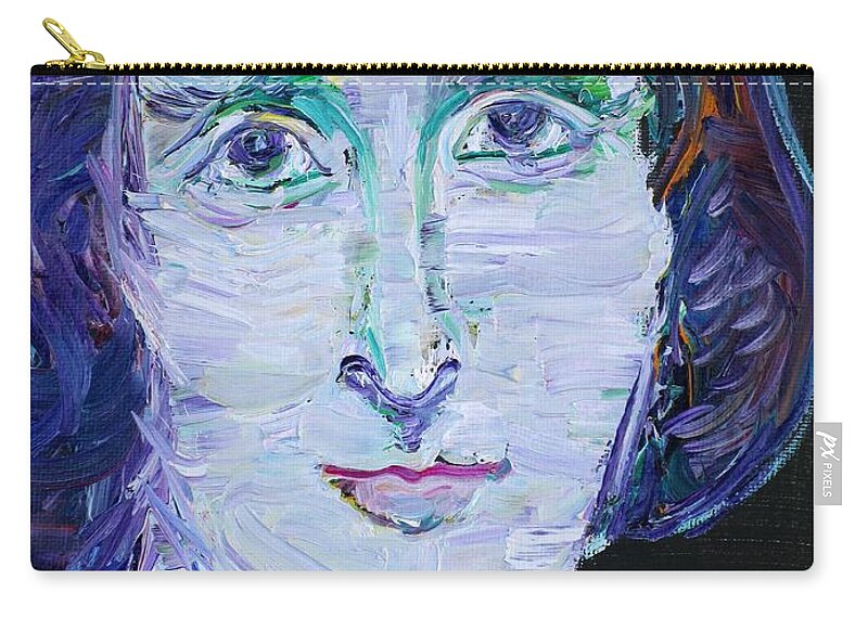 Shelley Zip Pouch featuring the painting MARY SHELLEY - oil portrait by Fabrizio Cassetta