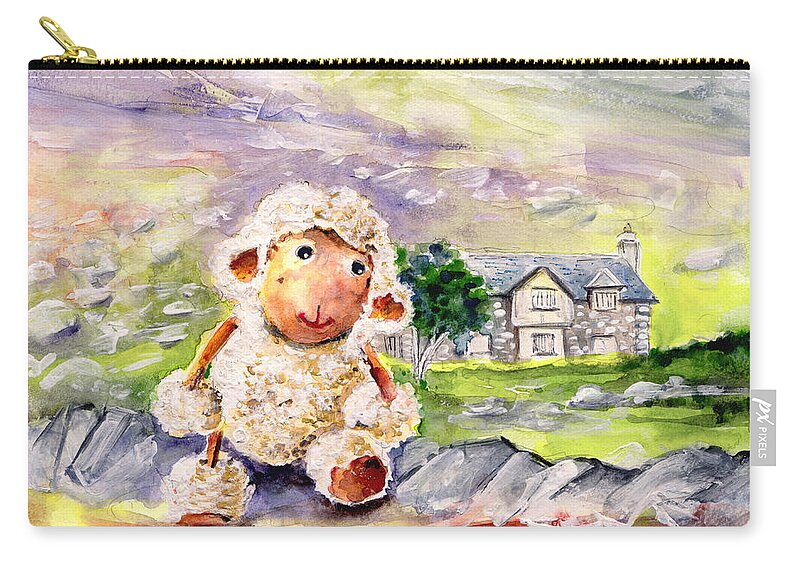 Animals Carry-all Pouch featuring the painting Mary The Scottish Sheep by Miki De Goodaboom