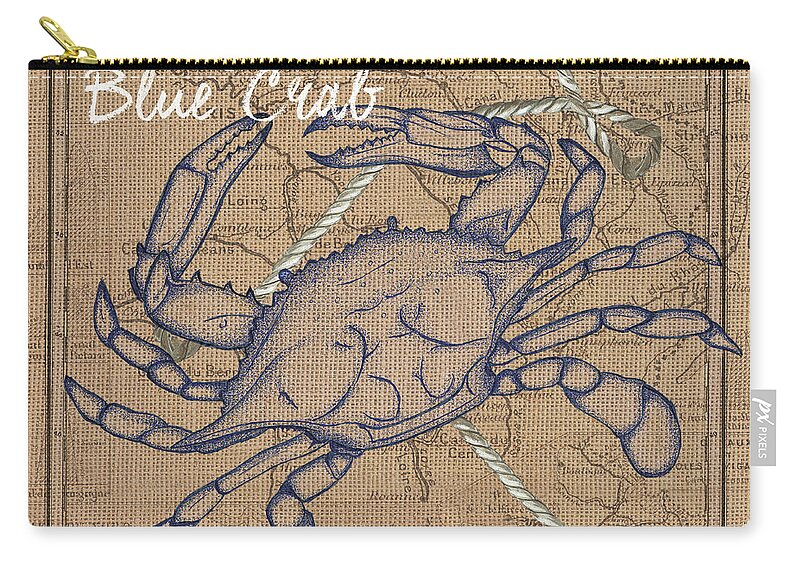Crab Zip Pouch featuring the painting Maryland Blue Crab by Debbie DeWitt
