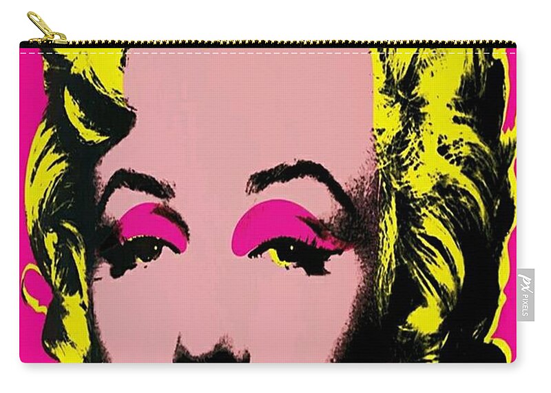 #marylinmonroeart #artmarylinmonroe #marylinmonroe #marylinmonroecanvas #marylinmonroeacessories #diva Zip Pouch featuring the photograph Marylin Monroe pink by Tania Oliver