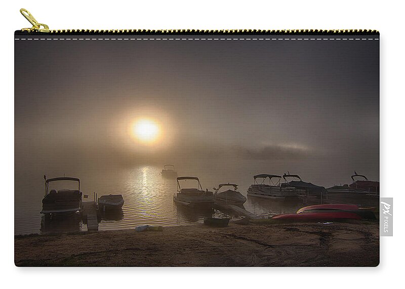 Mascoma Lake Zip Pouch featuring the photograph Mascoma lake foggy morning by Jeff Folger