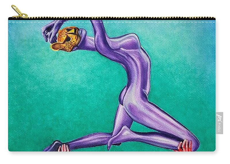 Mask Zip Pouch featuring the painting Mask of the Cheetah by Steed Edwards