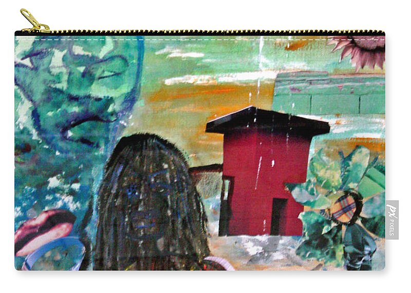 Water Zip Pouch featuring the painting Masks of Life by Peggy Blood