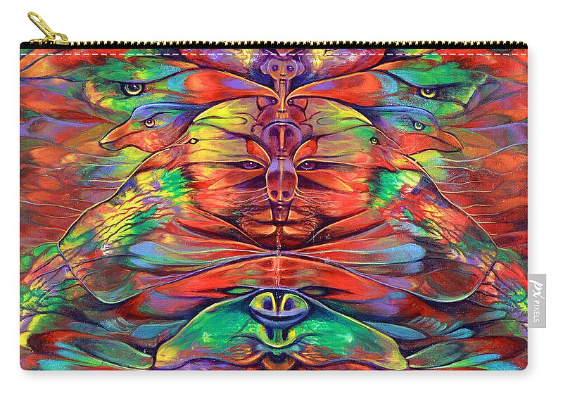 Rorshach Zip Pouch featuring the painting Masqparade 4 by Ricardo Chavez-Mendez
