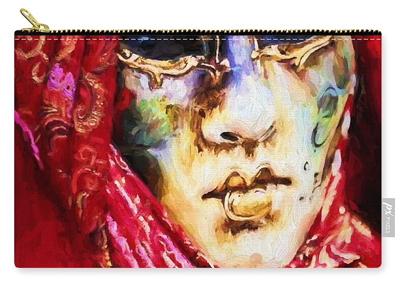 Mask Zip Pouch featuring the digital art Masquerade 5 by Charmaine Zoe